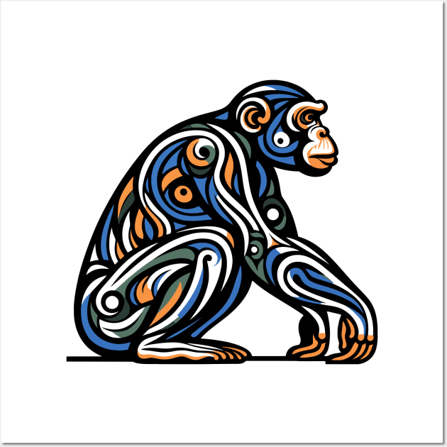 Pop art monkey illustration. cubism illustration of monkey Wall Art by gblackid